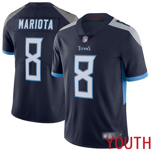 Tennessee Titans Limited Navy Blue Youth Marcus Mariota Home Jersey NFL Football #8 Vapor Untouchable->nfl t-shirts->Sports Accessory